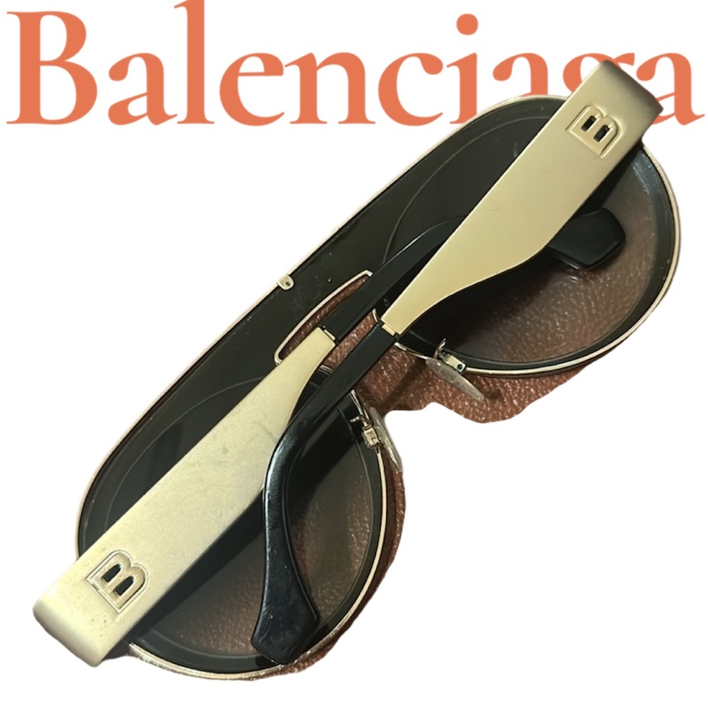 BALENCIAGA BA 401B floating lens Sunglasses Matte gold frame - Picture 2 of 16